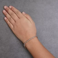 Sterling Silver 1.0 Cttw Miracle-Set Diamond Round Faceted Bezel Tennis Bracelet