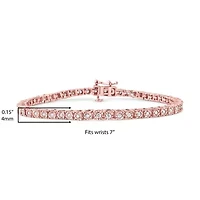 Sterling Silver 1.0 Cttw Miracle-Set Diamond Round Faceted Bezel Tennis Bracelet