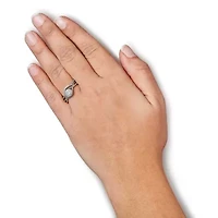 Sterling Silver 1/6 Cttw Diamond Composite Halo and Split Shank Bridal Set Ring Band