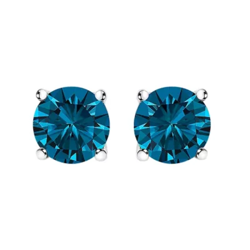 Lab Created 14K Gold Blue Lab Grown Diamond Stud Earrings with Screw Backs
