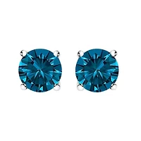 Lab Created 14K Gold Blue Lab Grown Diamond Stud Earrings with Screw Backs