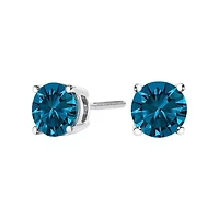 Lab Created 14K Gold Blue Lab Grown Diamond Stud Earrings with Screw Backs