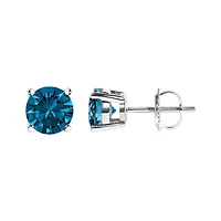 Lab Created 14K Gold Blue Lab Grown Diamond Stud Earrings with Screw Backs
