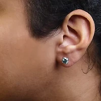 Lab Created 14K Gold Blue Lab Grown Diamond Stud Earrings with Screw Backs