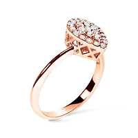 10K Rose Gold 3/8 Cttw Composite Diamond Pear Shaped Halo Promise Ring