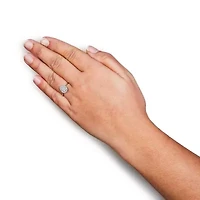 10K Rose Gold 3/8 Cttw Composite Diamond Pear Shaped Halo Promise Ring