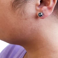 925 Sterling Silver Round Brilliant-Cut Black Diamond Bezel-Set Stud Earrings with Screw Backs (Fancy Color-Enhanced