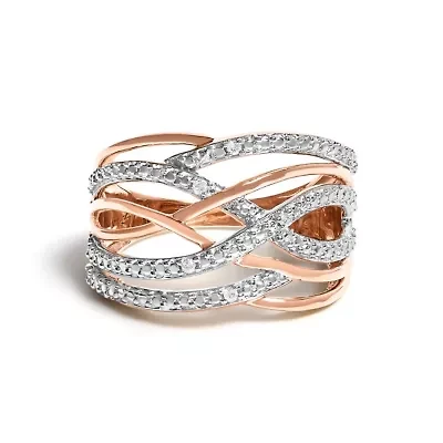 925 Sterling Silver Diamond Accent Crossover Ring (I-J Color
