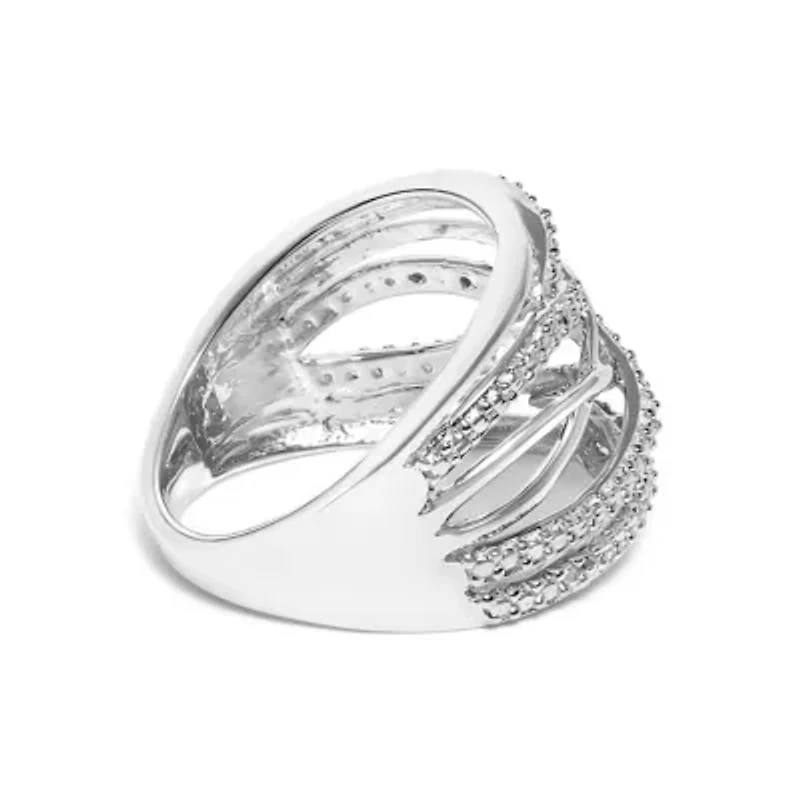 .925 Sterling Silver Diamond Accent Crossover Ring