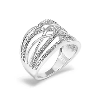 .925 Sterling Silver Diamond Accent Crossover Ring