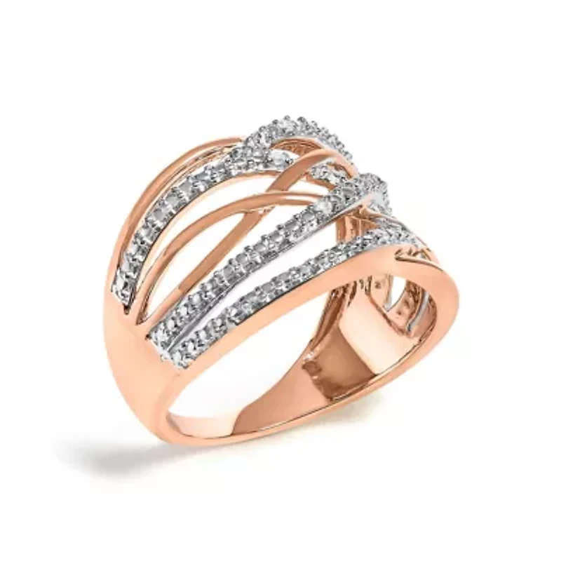 925 Sterling Silver Diamond Accent Crossover Ring