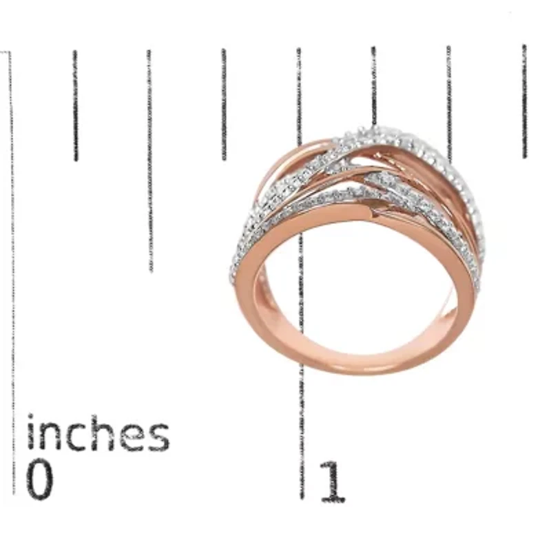 925 Sterling Silver Diamond Accent Crossover Ring