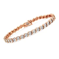 925 Sterling Silver 1/ Cttw Diamond "S" Link Tennis Bracelet