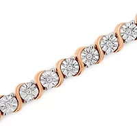 925 Sterling Silver 1/ Cttw Diamond "S" Link Tennis Bracelet