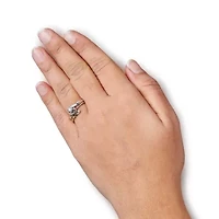Sterling Silver 1/10 Cttw Diamond Swirl and Bypass Bridal Set Ring Band