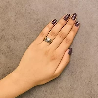 14K Yellow Gold Plated Sterling Silver 1/5 Cttw Diamond Halo and Milgrain Finish Engagement Ring Bridal Set