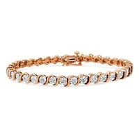 925 Sterling Silver 1/10 Cttw Diamond "S" Link Tennis Bracelet