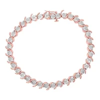 925 Sterling Silver 1/10 Cttw Diamond "S" Link Tennis Bracelet