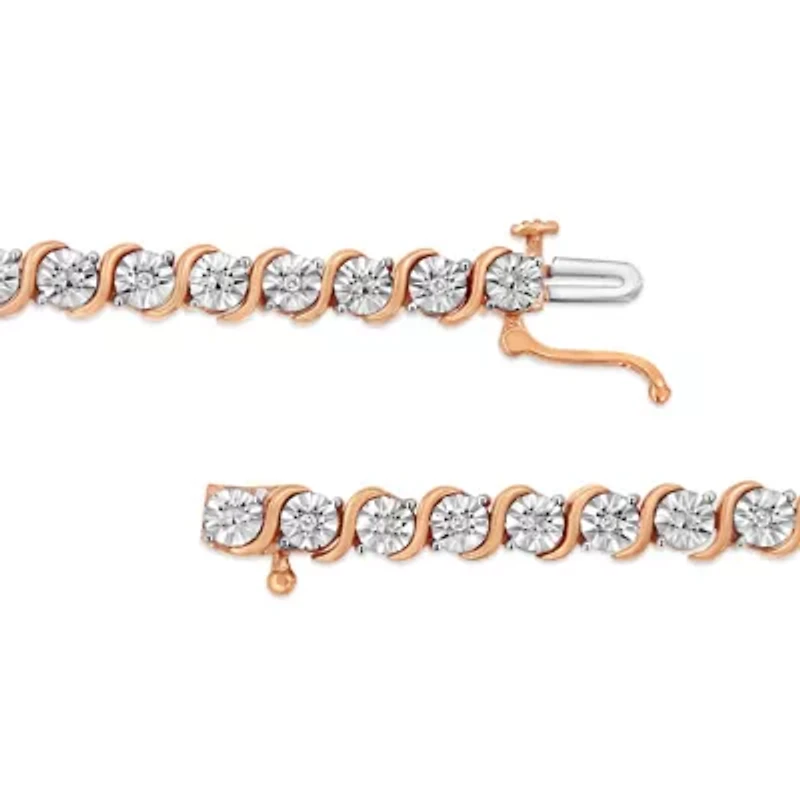 925 Sterling Silver 1/10 Cttw Diamond "S" Link Tennis Bracelet