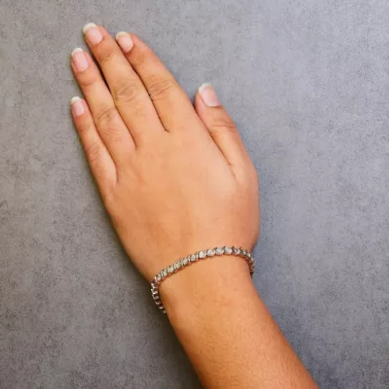 925 Sterling Silver 1/10 Cttw Diamond "S" Link Tennis Bracelet