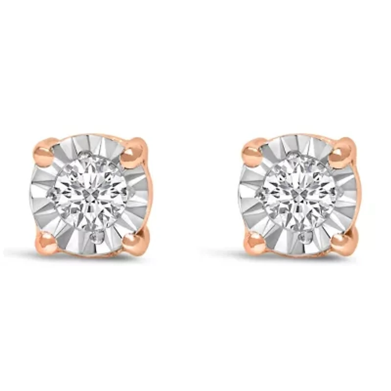 Lab Created .925 Sterling Silver 1/10 Cttw Grown Diamond Solitaire Stud Earrings