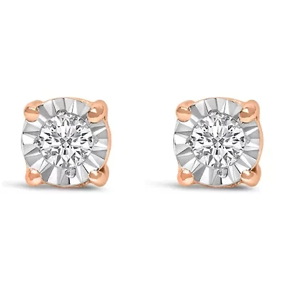Lab Created .925 Sterling Silver 1/10 Cttw Grown Diamond Solitaire Stud Earrings