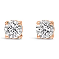 Lab Created .925 Sterling Silver 1/10 Cttw Grown Diamond Solitaire Stud Earrings