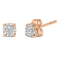 Lab Created .925 Sterling Silver 1/10 Cttw Grown Diamond Solitaire Stud Earrings