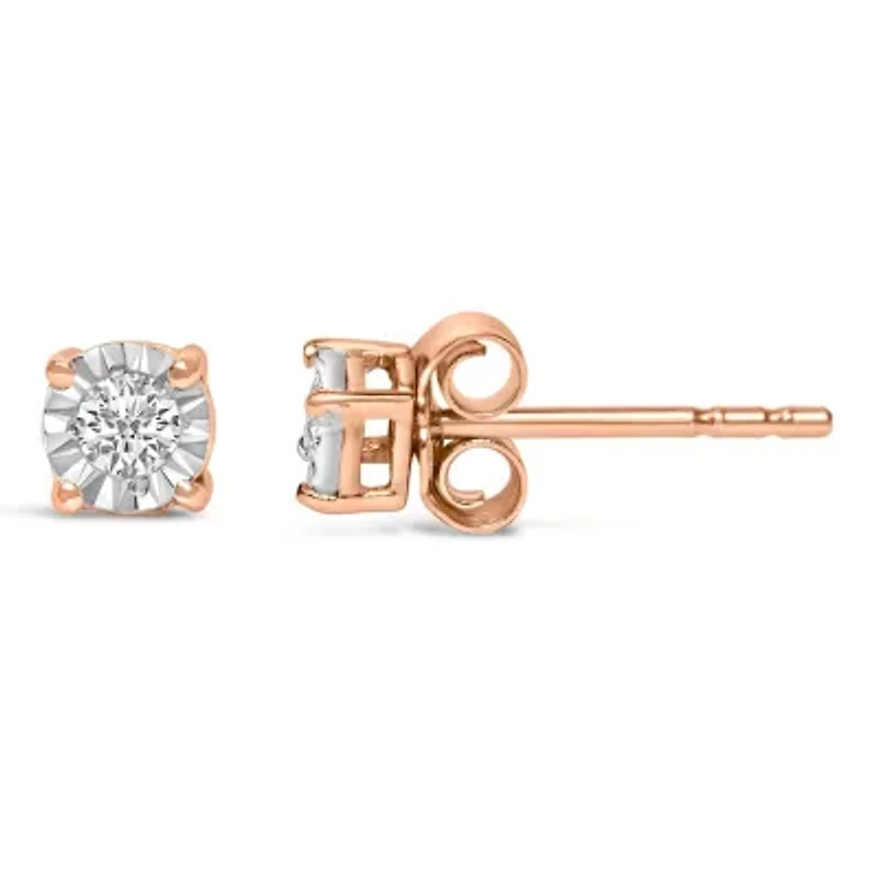 Lab Created .925 Sterling Silver 1/10 Cttw Grown Diamond Solitaire Stud Earrings