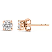 Lab Created .925 Sterling Silver 1/10 Cttw Grown Diamond Solitaire Stud Earrings