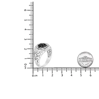 Sterling Silver 1/4 Cttw White and Black Treated Diamond Halo Cluster Ring for Men