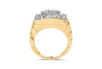 14K Yellow Gold Plated Sterling Silver 3/8 Cttw Diamond Miracle Set Mens Cluster Cocktail Ring