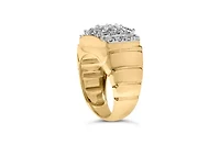 14K Yellow Gold Plated Sterling Silver 3/8 Cttw Diamond Miracle Set Mens Cluster Cocktail Ring