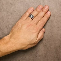 Sterling Silver 3/8 Cttw Composite Enhanced Black and White Diamond Men's Band Ring