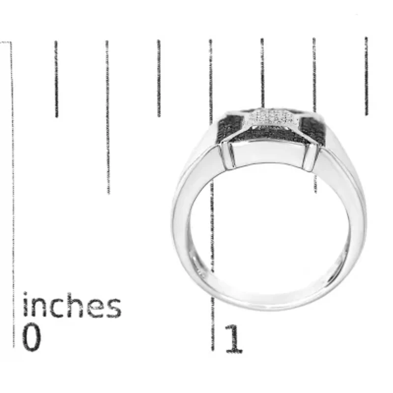 Sterling Silver 3/8 Cttw Composite Enhanced Black and White Diamond Men's Band Ring