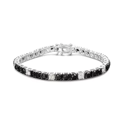 925 Sterling Silver Black and White Diamond Tennis Bracelet (I-J Color, I2-I3 Clarity