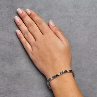 .925 Sterling Silver 8.0 Cttw Black and White Diamond Tennis Bracelet