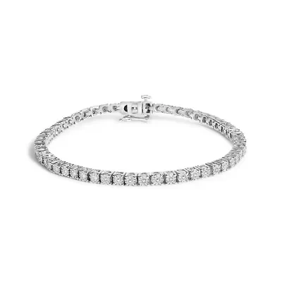 Lab Created .925 Sterling Silver Lab Grown Diamond Illusion-Set Miracle Plate Tennis Bracelet - 7.25" Inches