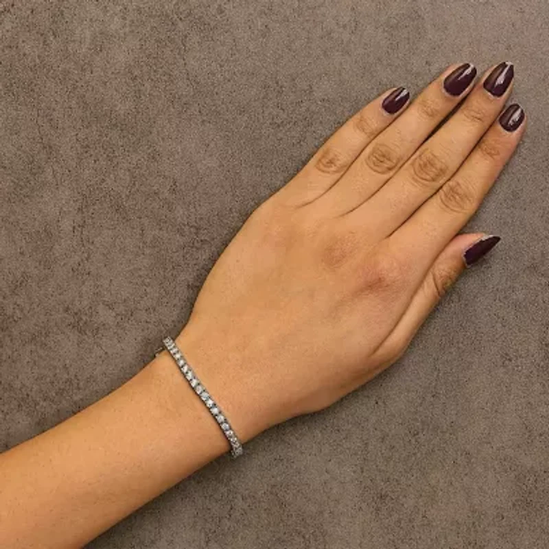 Lab Created .925 Sterling Silver Lab Grown Diamond Illusion-Set Miracle Plate Tennis Bracelet - 7.25" Inches