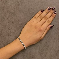 Lab Created .925 Sterling Silver Lab Grown Diamond Illusion-Set Miracle Plate Tennis Bracelet - 7.25" Inches