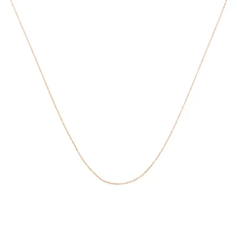 10K Gold 0.5 mm Slender & Dainty Fine Rope Chain Necklace-18" Inches