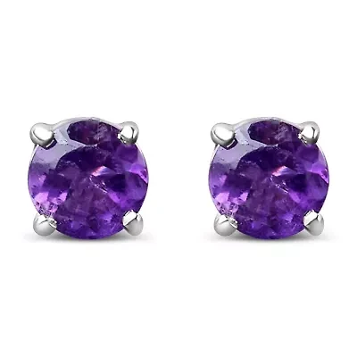 Lab Created .925 Sterling Silver 3.5 MM Created Pink Ruby Solitaire Stud Earrings