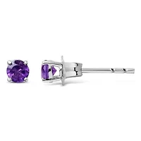 Lab Created .925 Sterling Silver 3.5 MM Created Pink Ruby Solitaire Stud Earrings