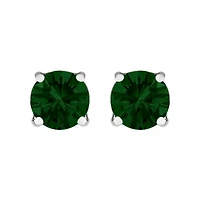 Lab Created 14K Gold 1/2 Cttw Grown Green Diamond Solitaire Stud Earrings