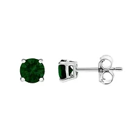 Lab Created 14K Gold 1/2 Cttw Grown Green Diamond Solitaire Stud Earrings