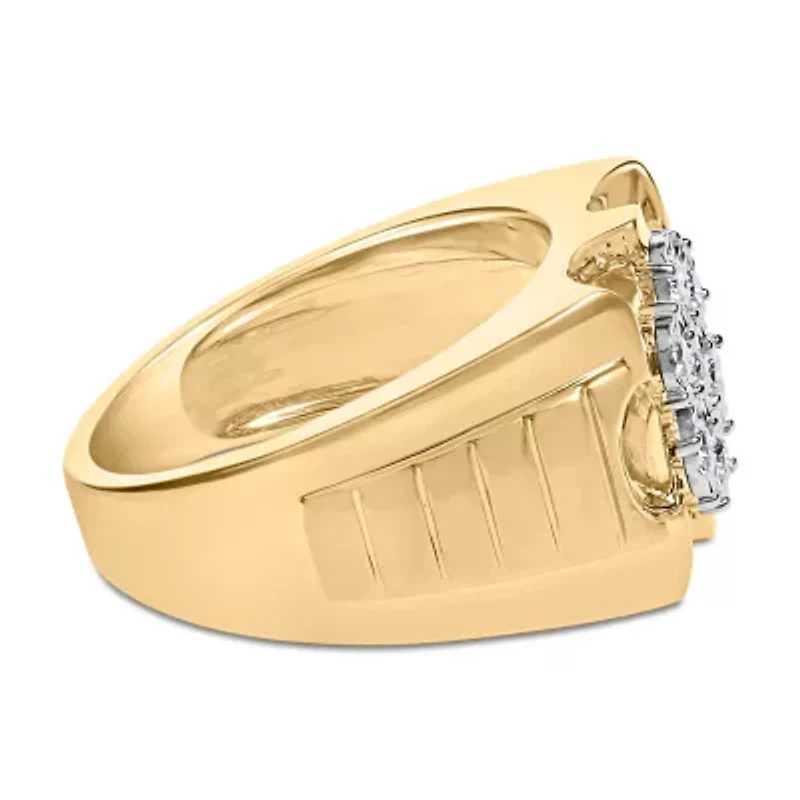 14K Yellow Gold Plated Silver 1/3 Cttw Miracle-Set Floral Diamond Cluster Ring