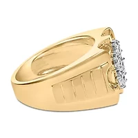 14K Yellow Gold Plated Silver 1/3 Cttw Miracle-Set Floral Diamond Cluster Ring