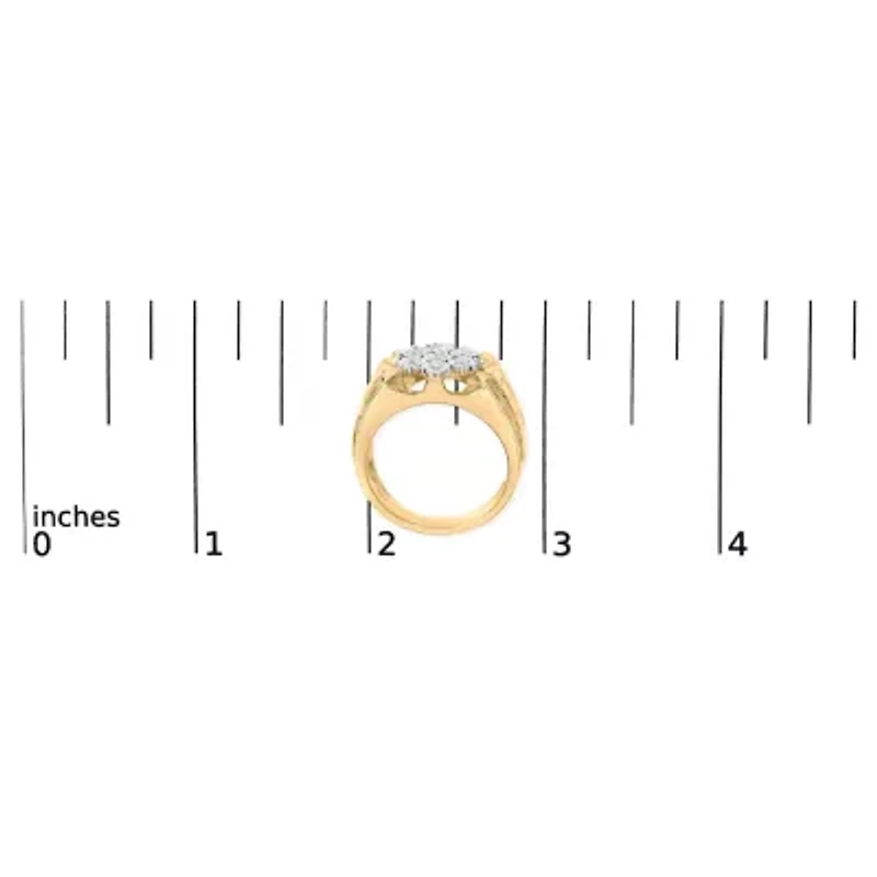 14K Yellow Gold Plated Silver 1/3 Cttw Miracle-Set Floral Diamond Cluster Ring