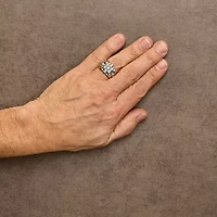 14K Yellow Gold Plated Silver 1/3 Cttw Miracle-Set Floral Diamond Cluster Ring