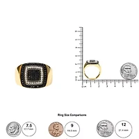 Men's 14K Yellow Gold Plated Silver 3/4 Cttw White and Black Diamond Ring Band